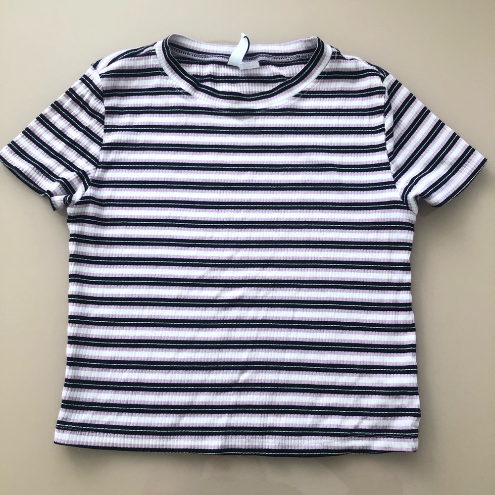 H&M Divided Striped Crop Top Shirt size Medium